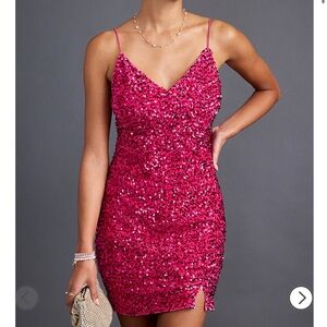 Elegant Pink Sequin Dress